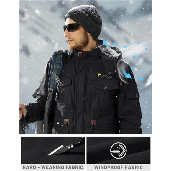 TACVASEN Men's Winter Jacket Cotton Military Jackets Fleece Lined Thick Work - Picture 4 of 7